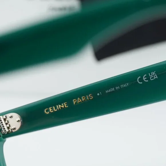 Celine CL40248I 96A Square Sunglasses - Glossy Green/Grey - Picture 8 of 10